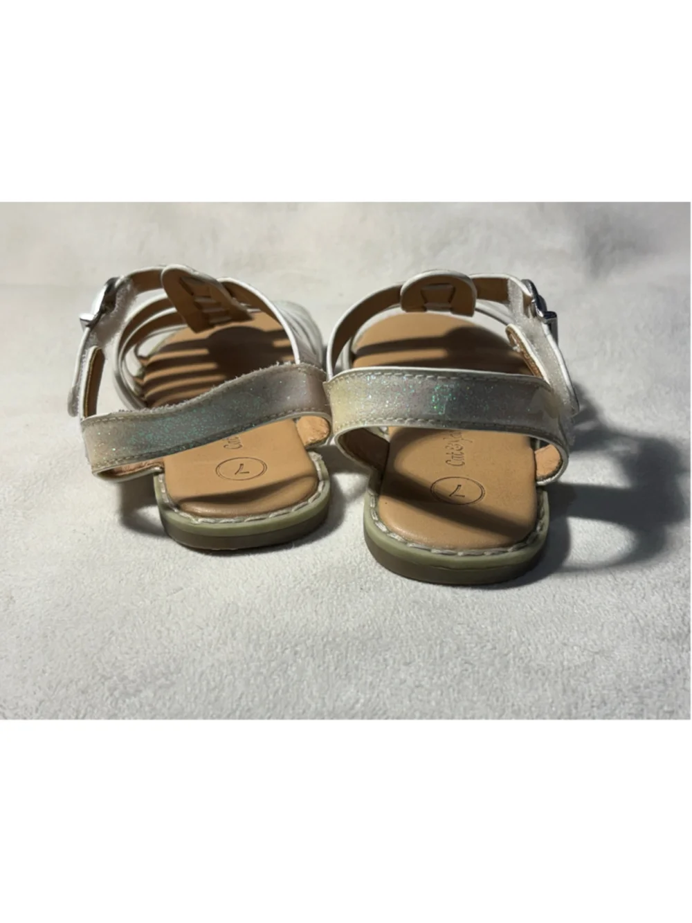 Cat & Jack Baby Girl Glitter Gladiator Sandals Size 7 White